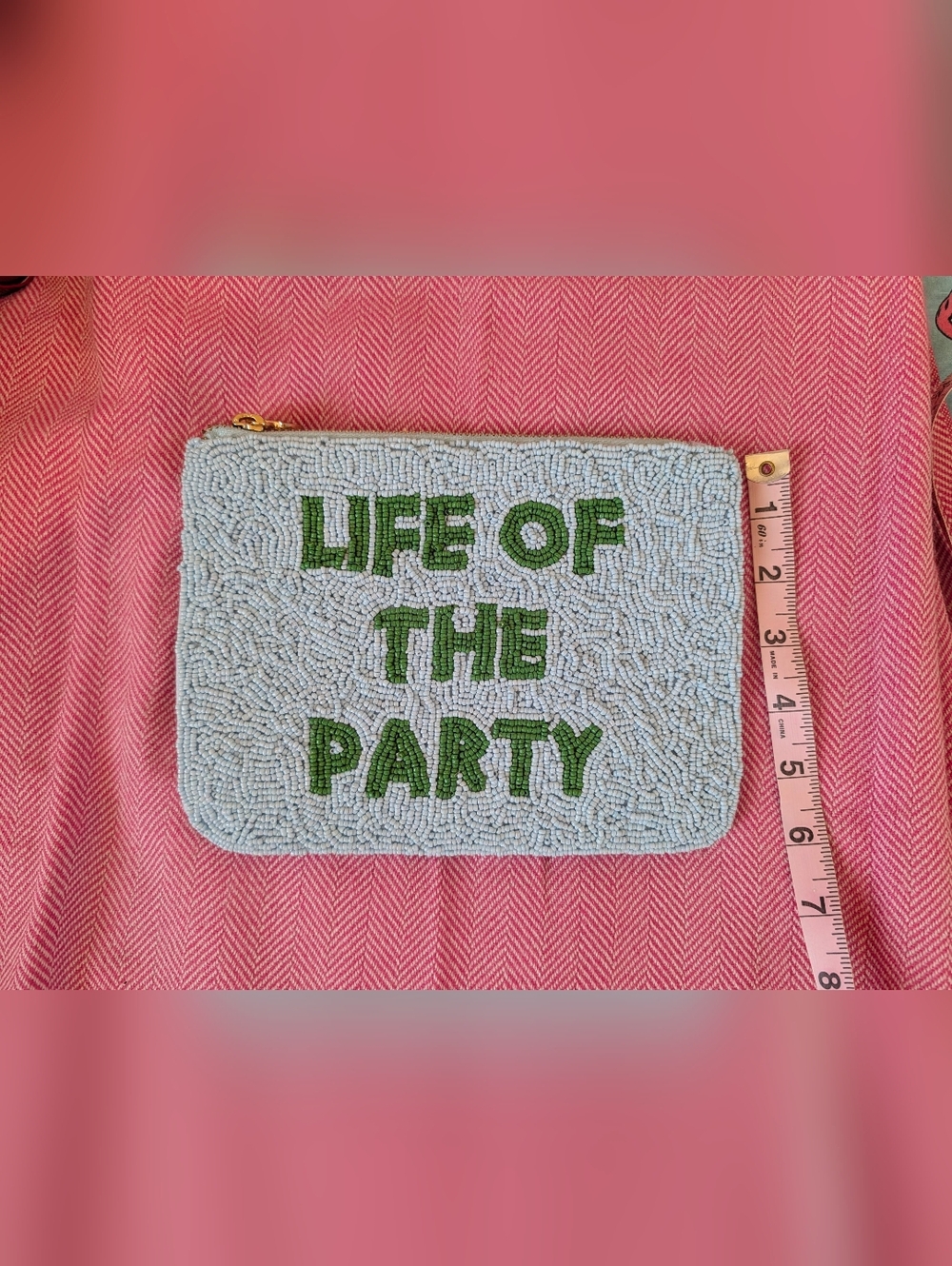 kate spade Green And Blue Beaded   Zip Pouch/Clutch Life Of The Party